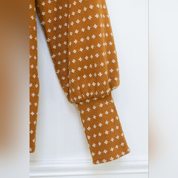 Madewell Floral Jacquard Square Neck Long Sleeve Shirt Top Mustard Yellow Size S - Picture 4 of 7